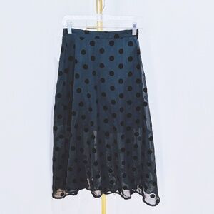 Black polka dots chiffon zip tulle skirt